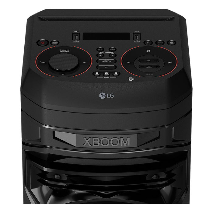 LG XBOOM RNC5 - Altavoz de fiesta con Bluetooth, Sistema de sonido 2.0 canales, Woofer de 8" (20,3 cm), Iluminación LED, USB, Radio FM/DAB+, Negro