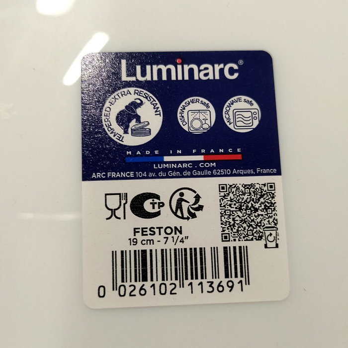 Luminarc Plato de postre Feston Blanco 18,5 cm