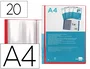 Liderpapel Carpeta DIN A4 Rojo Translúcido con 20 Fundas