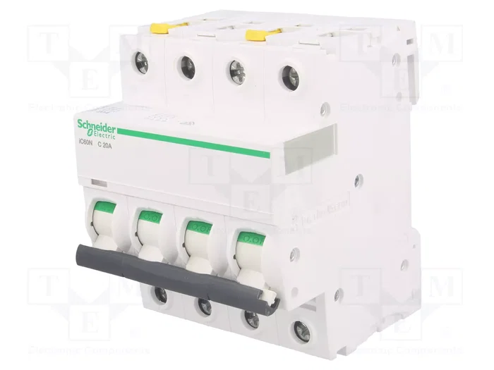 SCHNEIDER ELECTRIC iC60N ACTI9 Interruptor magnetotérmico 4 polos 20A Curva C SCHNEIDER ELECTRIC iC60N ACTI9 Interruptor magnetotérmico 4 polos 20A Curva C