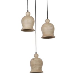 DKD Home Decor Set de 3 Lámparas de Techo de Mango Negro y Natural 38x38x110cm