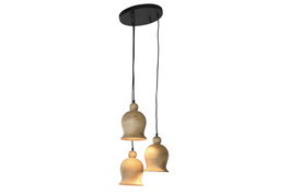 DKD Home Decor Lámpara de Techo Tradicional Negro Natural Mango Set de 3 - 38 x 110 x 38 cm