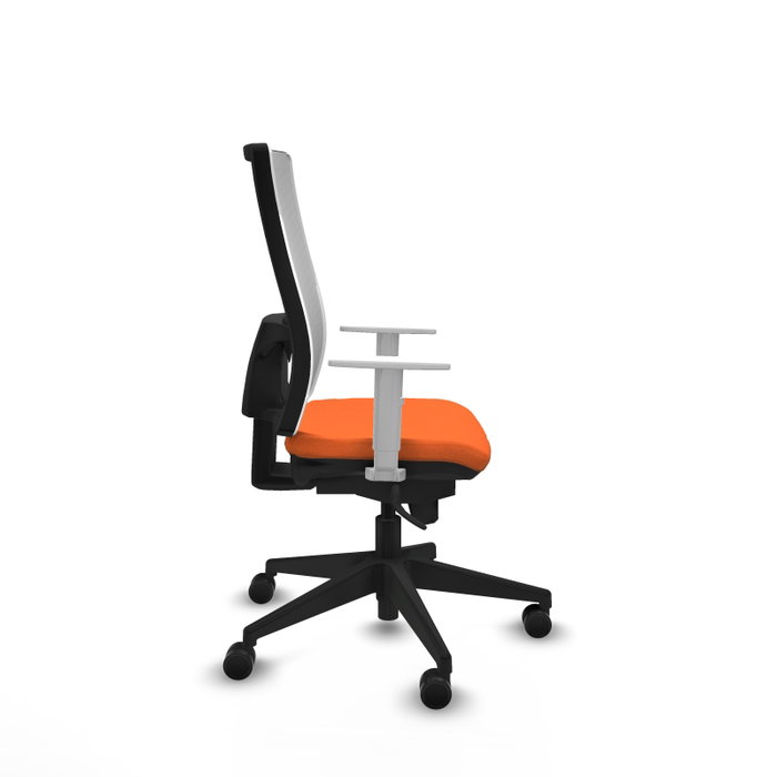 PIQUERAS Y CRESPO Silla de oficina Horna con Mecanismo Sincro, Tela Naranja y Malla Blanca