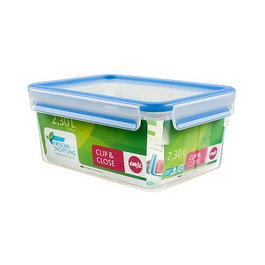 Emsa CLIP & CLOSE Frischhaltedose de 2,3 litros, transparente/azul