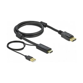 DeLOCK Cable HDMI a DisplayPort 4K 1m con USB A Negro