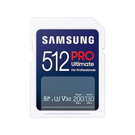Samsung Tarjeta MicroSDXC 512GB XC PRO Ultimate U3 V30 Lectura 200MB/s Escritura 130MB/s MB-SY512SB/WW