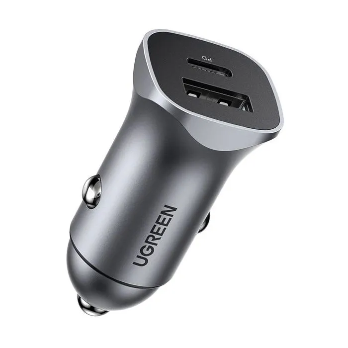 UGREEN Cargador de Coche 30W 1 USB-C + 1 USB-A Gris - UGR1728816513467