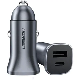 UGREEN Cargador de Coche 30W 1 USB-C + 1 USB-A Gris - UGR1728816513467