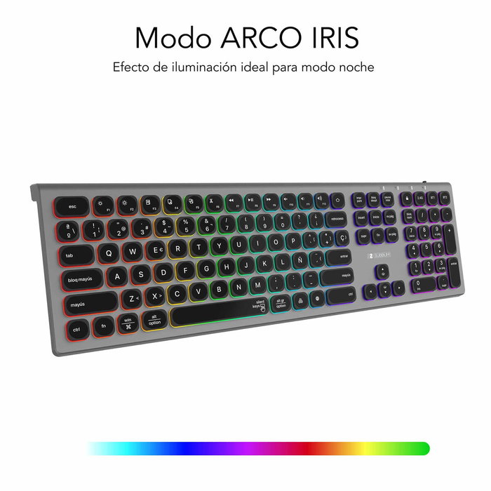 Subblim Master Teclado Inalámbrico con Retroiluminación Gris y Negro