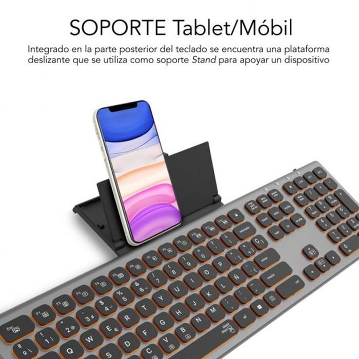Subblim Master Teclado Inalámbrico con Retroiluminación Gris y Negro