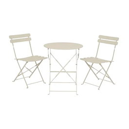 Outdoor Living By Decoris Helsingborg Conjunto Mesa y 2 Sillas Plegables Acero Blanco 42x39x78cm