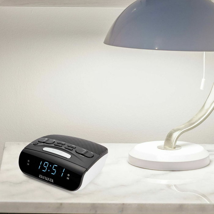 Aiwa CR-15BK Radio Reloj Despertador Doble Alarma FM Negro