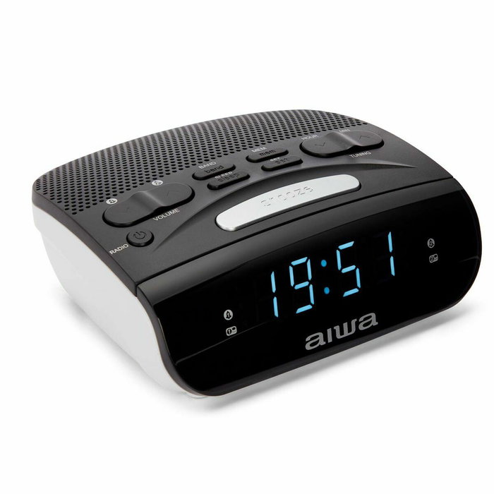 Aiwa CR-15BK Radio Reloj Despertador Doble Alarma FM Negro