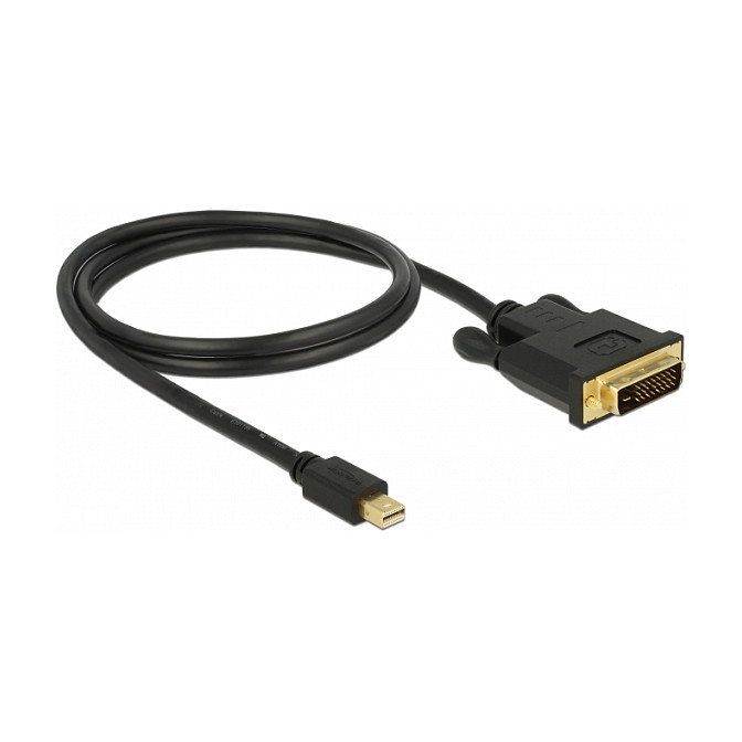 DeLOCK 83988 Cable Mini DisplayPort 1.1 Macho a DVI-D 24+1 Macho, 1 m, Contactos Chapados en Oro, Cobre, Negro