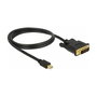 DeLOCK 83988 Cable Mini DisplayPort 1.1 Macho a DVI-D 24+1 Macho, 1 m, Contactos Chapados en Oro, Cobre, Negro