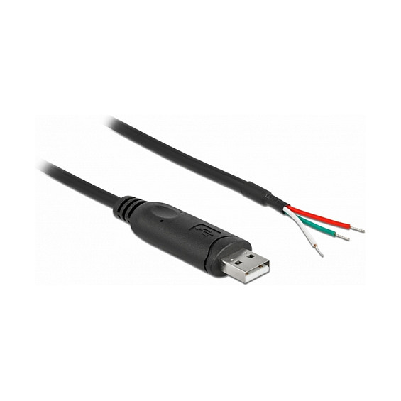 DeLOCK Cable adaptador USB 2.0 tipo A a serial RS-232 con 3 extremos de cable abiertos, 0,5 m DeLOCK Cable adaptador USB 2.0 tipo A a serial RS-232 con 3 extremos de cable abiertos, 0,5 m