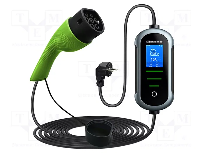 Qoltec Cargador Portátil para Vehículos Eléctricos 2w1 Typ2 3,5kW 230V Wi-Fi 5m