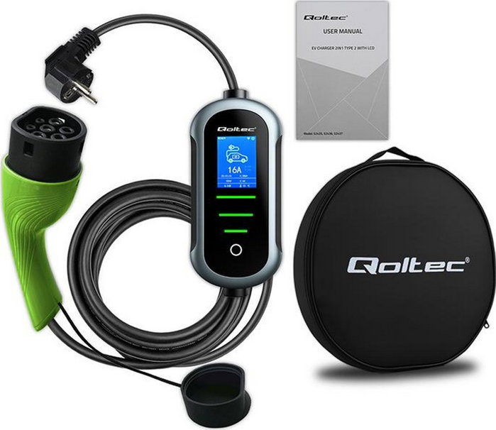 Qoltec Cargador Portátil para Vehículos Eléctricos 2w1 Typ2 3,5kW 230V Wi-Fi 5m