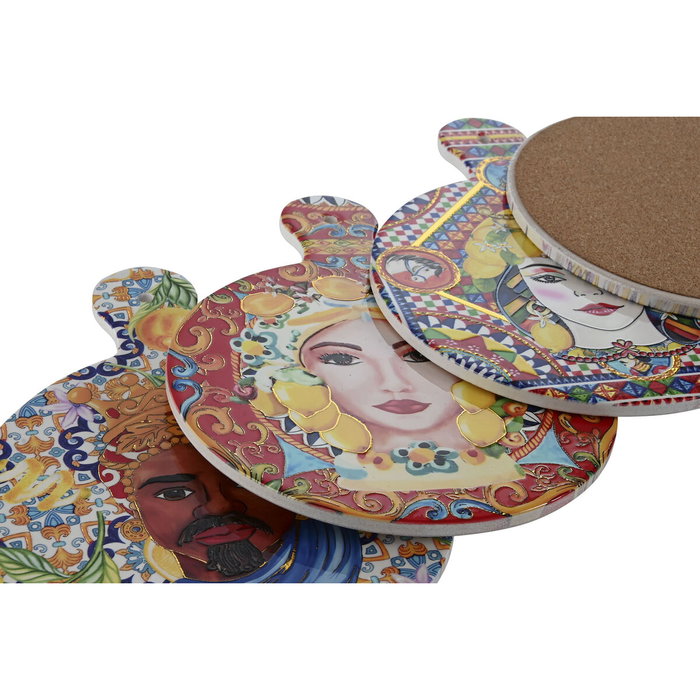 DKD Home Decor Salvamanteles Dolomita y Corcho Sicilia 2024 Surtido de 4