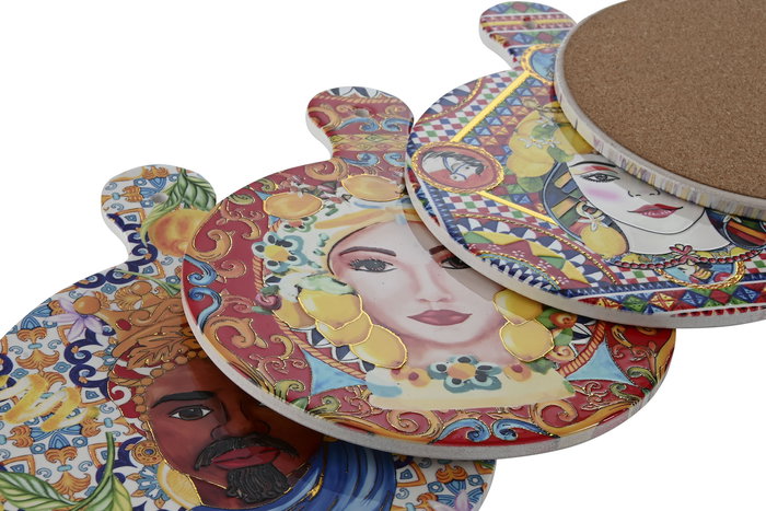 DKD Home Decor Salvamantel Mediterraneo Multicolor 23 x 1 x 18 cm (4 Unidades)