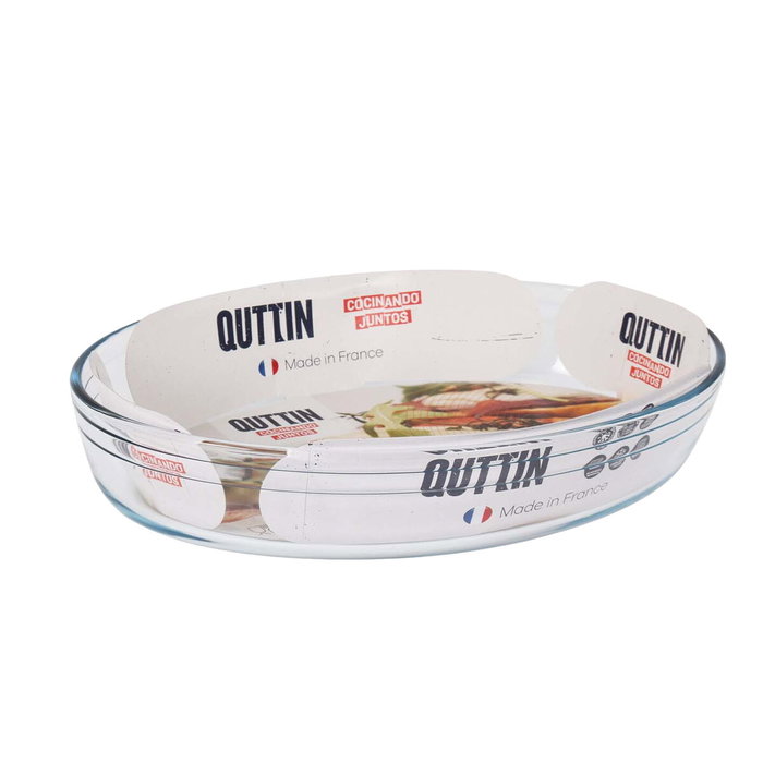 Fuente para Horno Quttin Transparente Vidrio Ovalado 3,4 L 35,1 x 24,1 x 6,5 cm (6 Unidades)