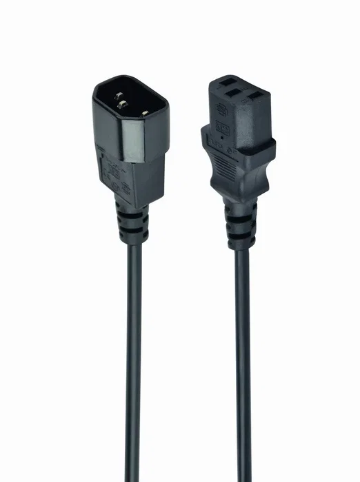 Gembird PC-189 Cable de Alimentación IEC C13 a C14 Macho a Macho, Alargador o Extensión, Negro, 1.8m