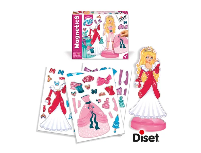 Diset Vestidos de Princesa Magnetics 63268 Juego de Vestir con Figuras Magnéticas para Niños +3 Años