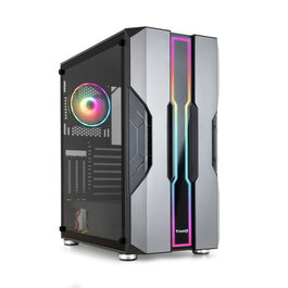 Tooq Caja Gaming TQGCC103-B Nightcity - Caja Semitorre ATX Negra con Ventana de Cristal y Ventiladores ARGB, Soporta E-ATX, Fuente no Incluida