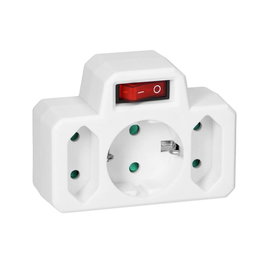 ORNO Ladron de corriente ORAE13191(GS) con 1 toma Schuko y 2 tomas europeas e interruptor