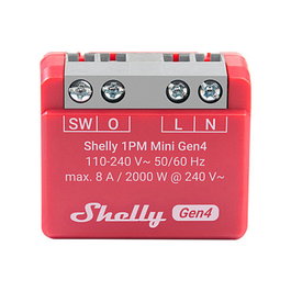 Shelly 1PM Mini Gen4 Relé Interruptor Inteligente Inalámbrico WLAN Bluetooth Matter Zigbee, 1 Canal, 8A, 2000W, Para Montaje en Pared