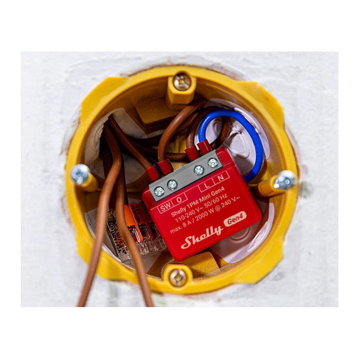 Shelly 1PM Mini Gen4 Relé Interruptor Inteligente Inalámbrico WLAN Bluetooth Matter Zigbee, 1 Canal, 8A, 2000W, Para Montaje en Pared Shelly 1PM Mini Gen4 Relé Interruptor Inteligente Inalámbrico WLAN Bluetooth Matter Zigbee, 1 Canal, 8A, 2000W, Para Montaje en Pared