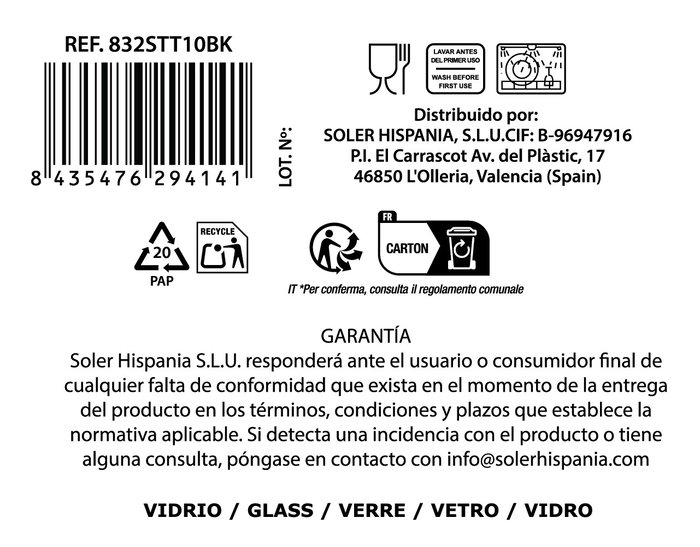 La Mediterranea Vaso Alto "Zenya" 420 cc Transparente (24 Unidades)