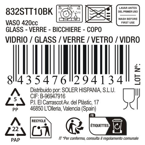 La Mediterranea Vaso Alto "Zenya" 420 cc Transparente (24 Unidades)