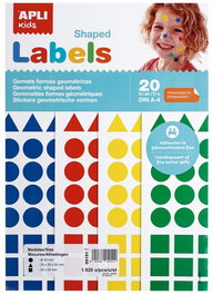 APLI Gomets de Figuras Geométricas 20 mm - Set de 5 Blísteres (1.920 uds.)