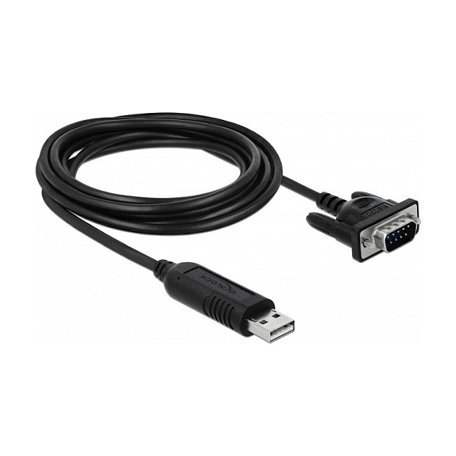 DeLOCK 66282 Adaptador USB 2.0 a Serie RS-232, Negro