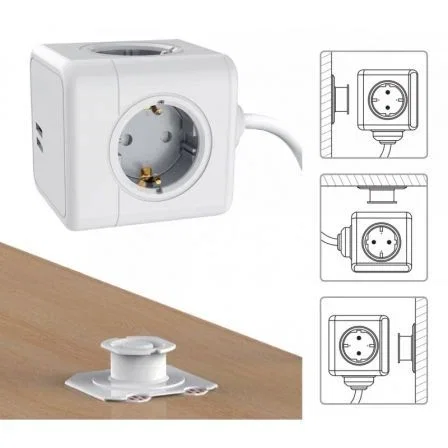 Regleta Jocca 1577/ 4 Tomas de corriente/ 2 USB/ Cable 1,5 m/ Blanca