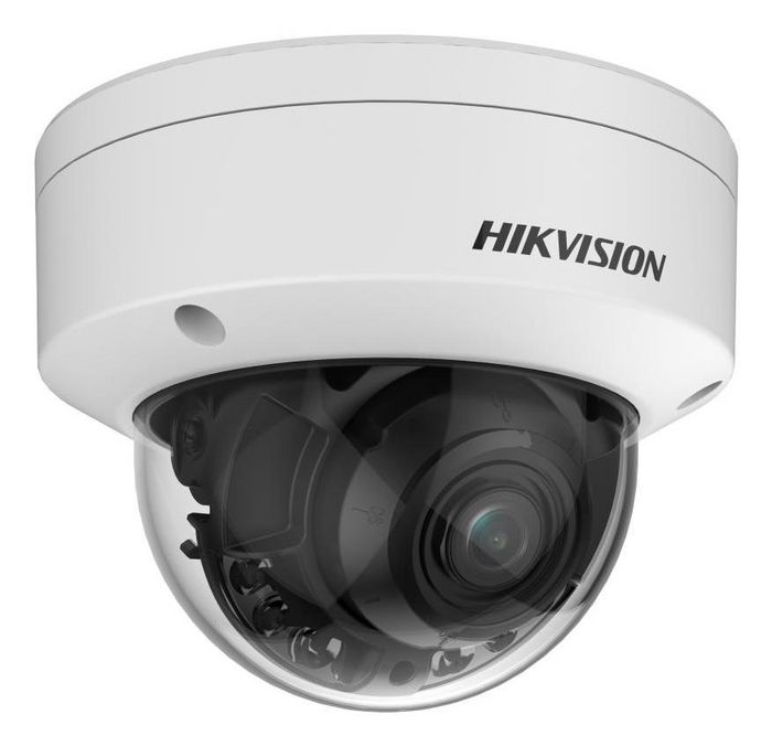 Hikvision Cámara IP Minidomo 4MP ColorVu Smart Hybrid Light Motorizada 2.8-12mm, WDR 130dB, Audio, IK10, IP67, 12V/PoE