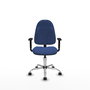 Silla de oficina Algarra con mecanismo Contacto permanente básico tapizada con Tela color Azul marino. Equipada con Base cromada, Brazos 1D y Ruedas autofrenantes