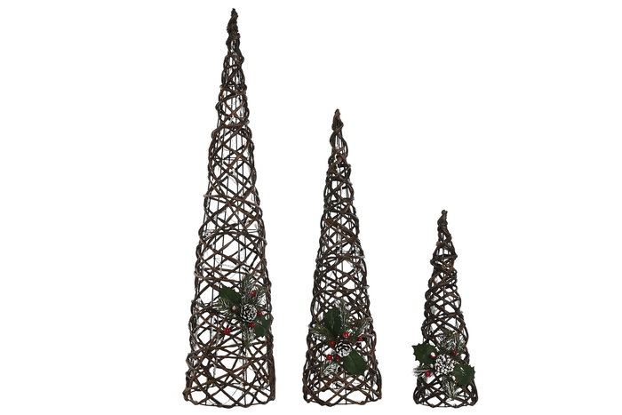 DKD Home Decor Cono Navidad Tradicional Natural 20 x 80 x 20 cm (2 Unidades)