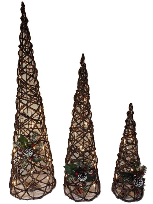 DKD Home Decor Cono Navidad Tradicional Natural 20 x 80 x 20 cm (2 Unidades)