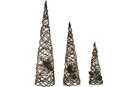 DKD Home Decor Cono Navidad Tradicional Natural 20 x 80 x 20 cm (2 Unidades)