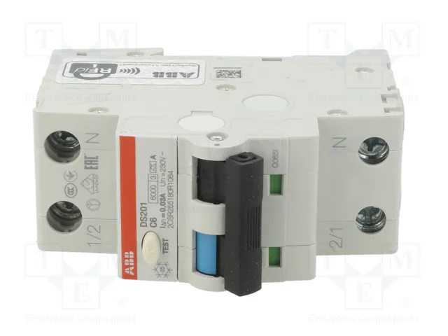ABB DS201A-C6/0.03 RCBO 6A 30mA 230VAC ABB DS201A-C6/0.03 RCBO 6A 30mA 230VAC