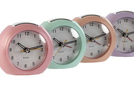 DKD Home Decor Reloj Despertador 4.7 x 9 x 10 cm Verde Menta y Rosa (4 Unidades)