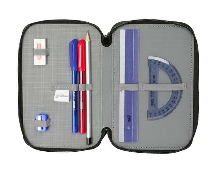Estuche Escolar con Accesorios Spider-Man Attack Negro 12,5 x 19,5 x 5,5 cm 37 Piezas