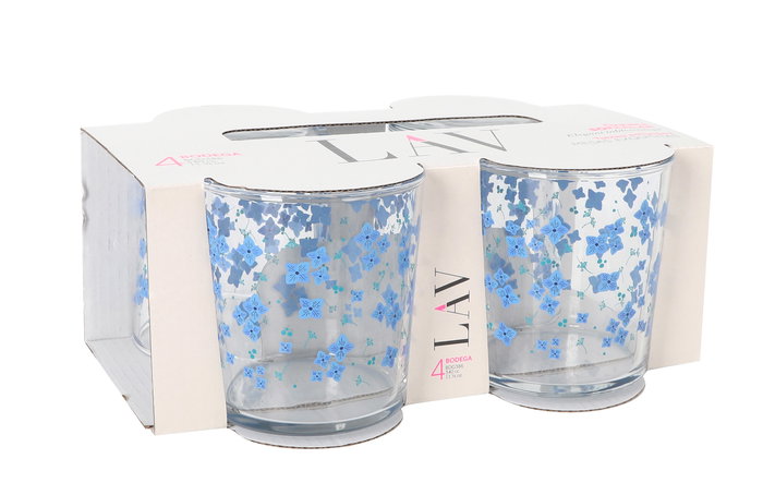 LAV Set 4 Vasos Pinta 340 cc Flores (6 Cajas)
