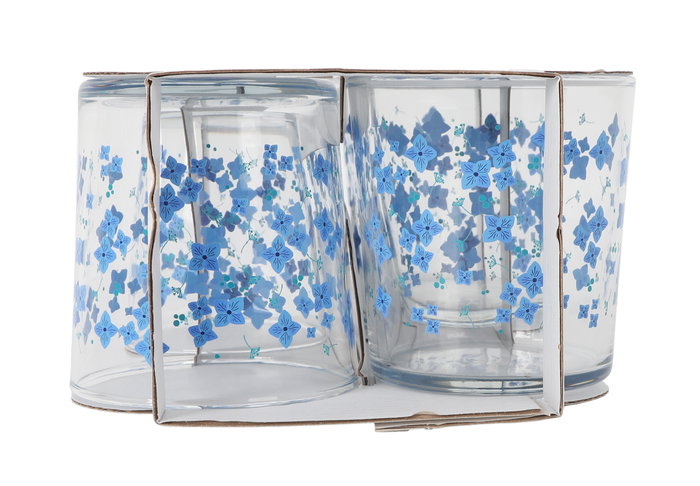LAV Set 4 Vasos Pinta 340 cc Flores (6 Cajas)