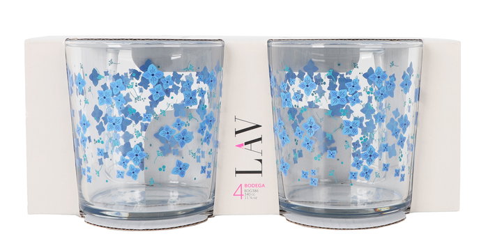 LAV Set 4 Vasos Pinta 340 cc Flores (6 Cajas)