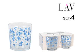 LAV Set 4 Vasos Pinta 340 cc Flores (6 Cajas)