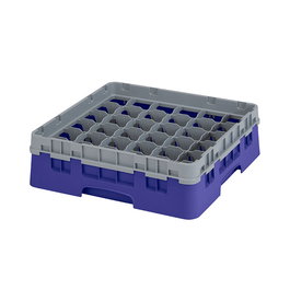 CAMBRO - 36S318-186 - Cesta de lavado 36 comp. 1 altura - 7,2 cm Ø máx. - alt. máx. 9,4 cm - 50 x 50 x 14,3 cm - Azul marino