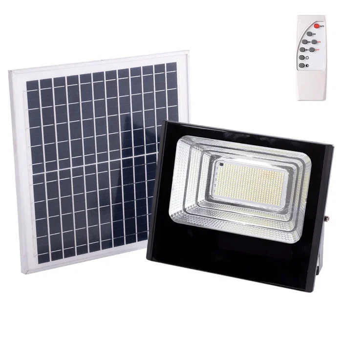 Proyector LED Solar 150W 6500K Panel 6V/15W Batería 3,2V/10000mAh con Mando a Distancia para Exteriores